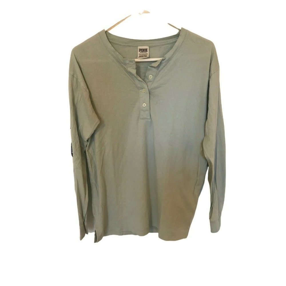 PINK Long Sleeve Tee Shirt Light Blue Women's Size XS